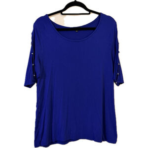 Verve Ami - Royal Blue Studded Sleeve Top – Size L (b4)
